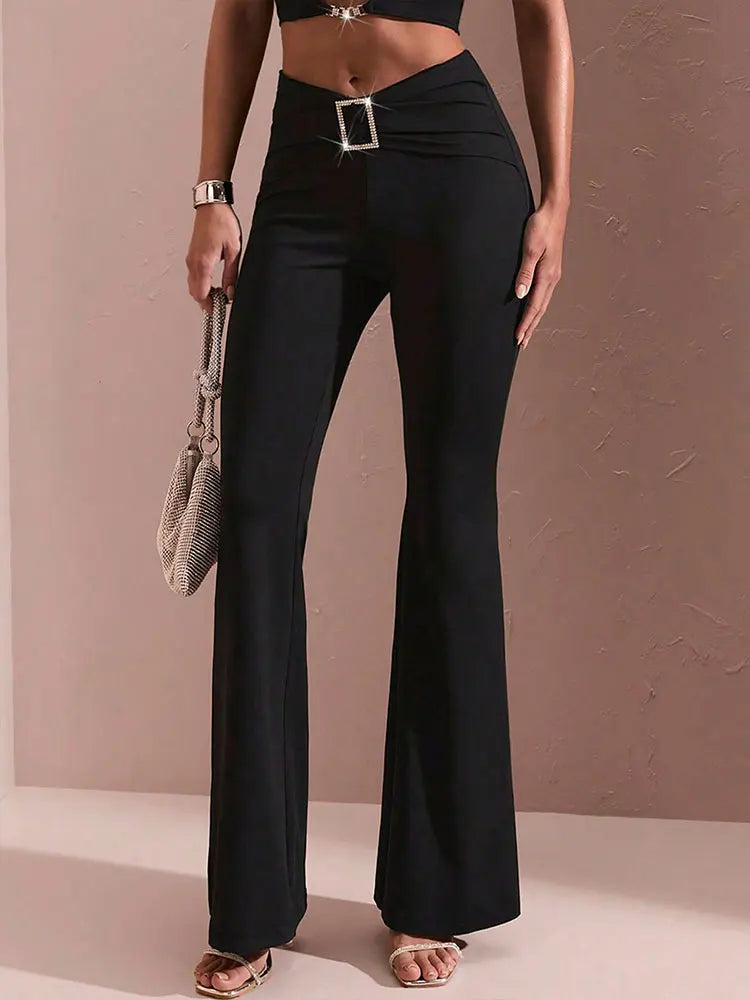 Summer New Women's Trousers Streetwear Fashion Sequined Pants Elegant Black Sexy Female Casual Slim Versatile Trousers Clothing