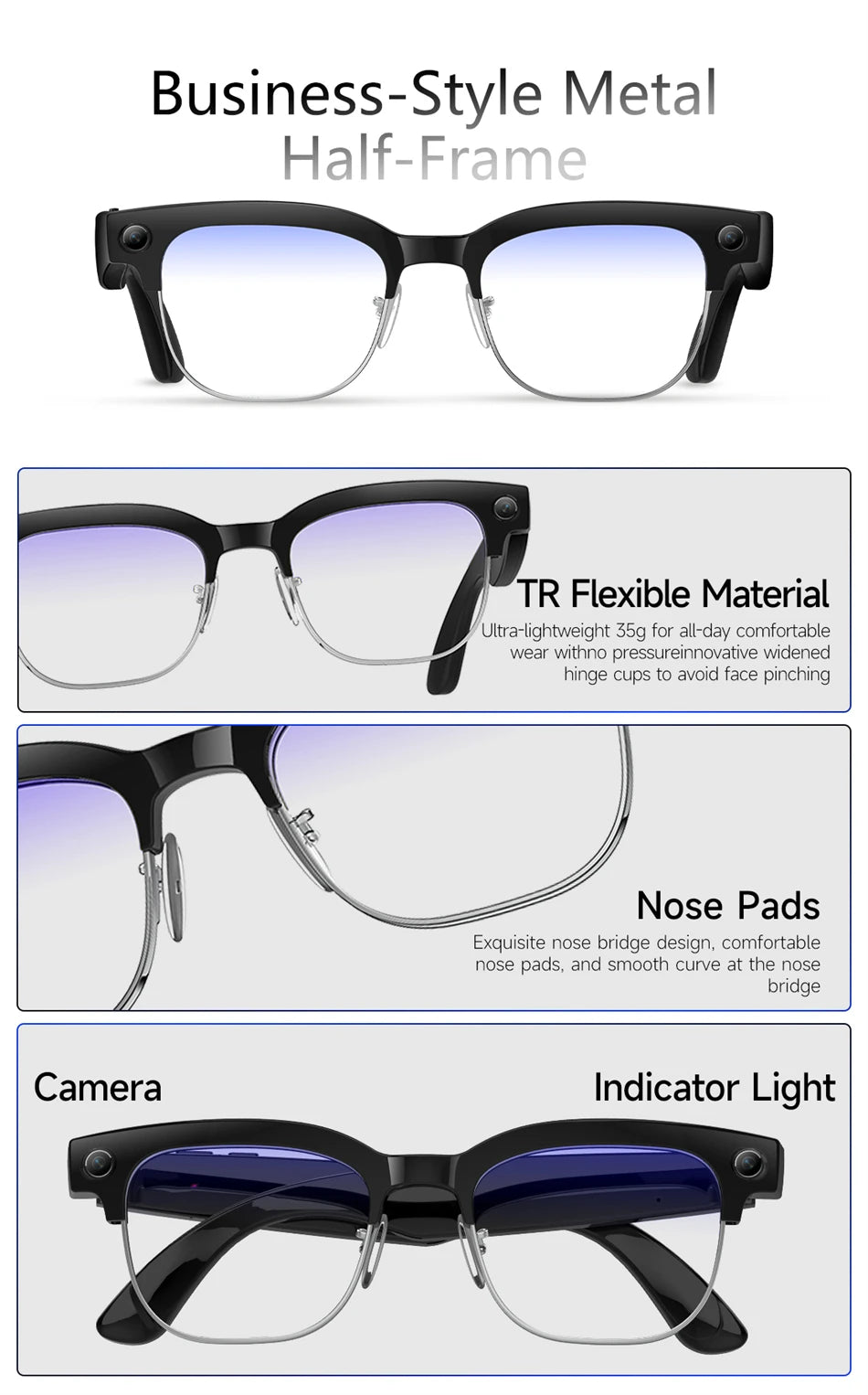 LIGE New 800W Pixel Camera Smart Glasses Men 4K Video Recording AI Photo Recognition Bluetooth Call Voice Translation Sunglasses