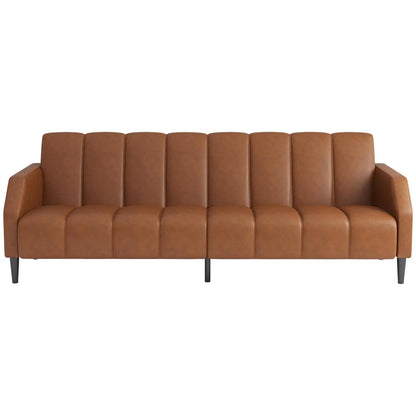 Faux Leather Couch, Convertible Futon Sofa Bed with Adjustable Backrest, Mid Century Leather Sofa Loveseat , Customized