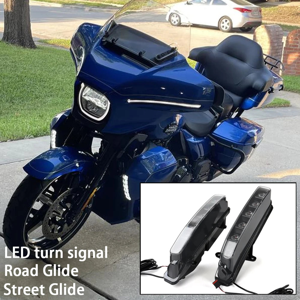 For Harley Touring 2023-2026 Electra Glide Street Glide Ultra Limited Road Glide CVO Motorcycle LED Fog Lights and Turn Signals