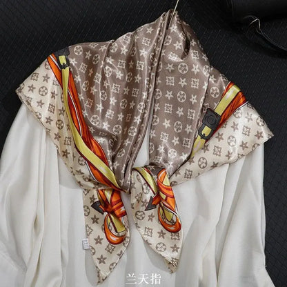 90*90CM Fashion Scarves for Women Shawl Print Silk Satin Hijab Scarf Female Bandana Luxury Brand square Shawls Scarfs For Ladies