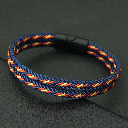 Noter New Pride Rainbow Braided Bracelet For Men Women Handmade Woven Rope Bangle Magnetic Clasp Wristband Versatile Jewelry