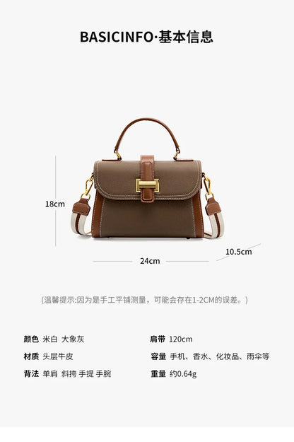 Luxury handbags female crossbody bags small square shoulder bag mom women bags new fashion 2025 genuine cowhide leather satchel