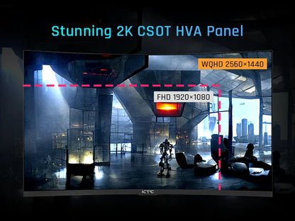 KTC 32 Inch Curved Monitor VA 1500R, 2K QHD 1440P@180Hz Gaming Monitor, 1ms MPRT, FreeSync Premium, G-Sync, HDR10, 122%sRGB, VES