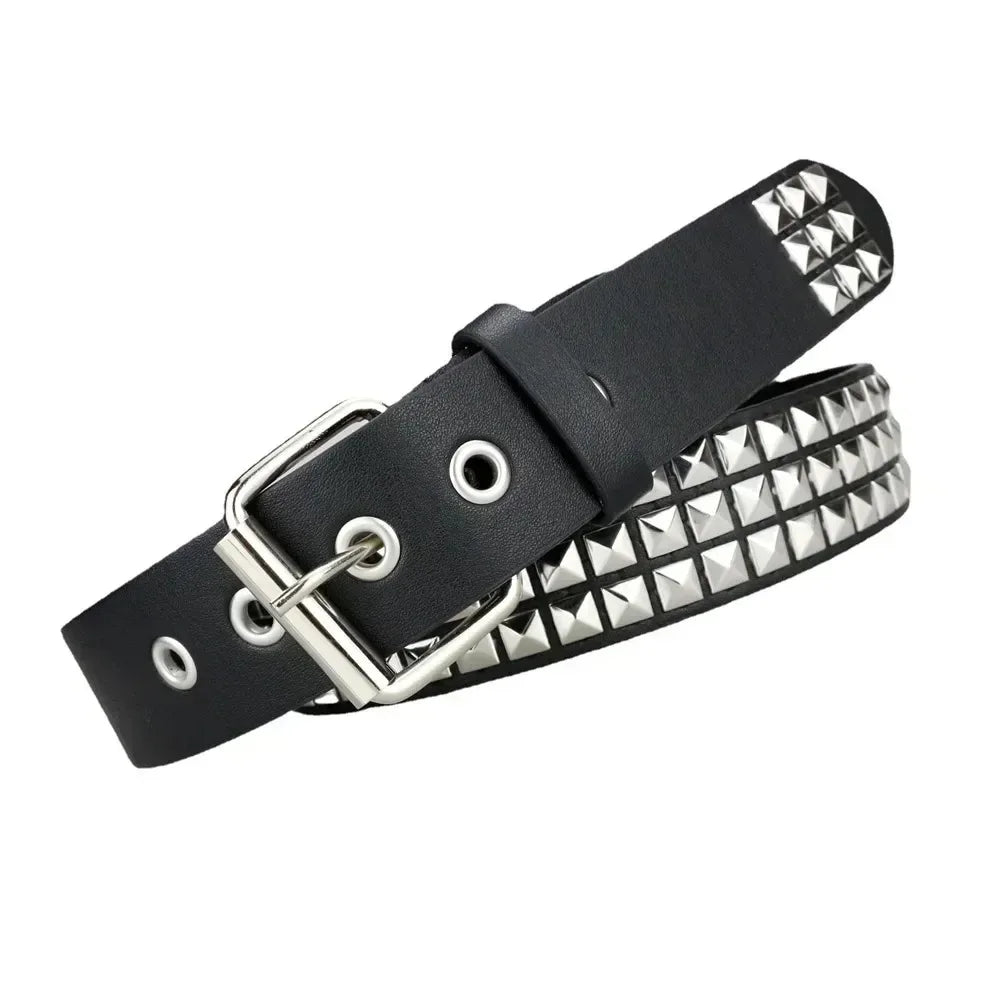 2025 New Square Bead Rivet Belt Metal Pyramid Belt Men and Women Punk Hardware Jeans Belt Y2K Belt Designer Belt Women's Belts
