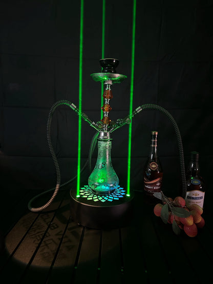 LED Smoking Table Lamp with Laser Light & Charging Base for Hookah Portable Neon Smoke Glow Lamp for Bar Party Laser Effects