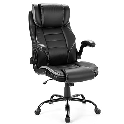 Ergonomic Executive Office Chair High Back Faux Leather Adjustable Headrest Lumbar Support Gas Lift Office Chair for Home Office