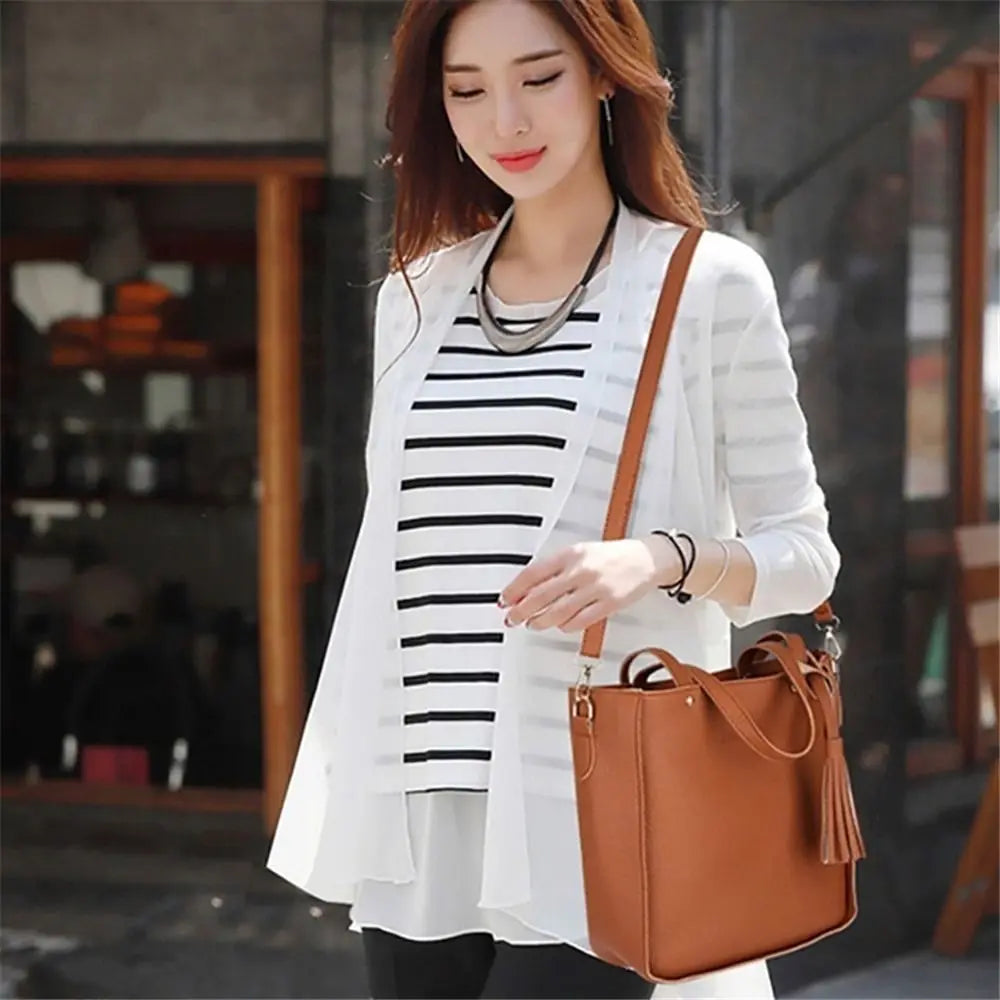 4Pcs/Set New High Capacity Crossbody Bag Leather Handbag Shoulder Bag Wallet Purses Portable Women Girls Fashion Casual Bag