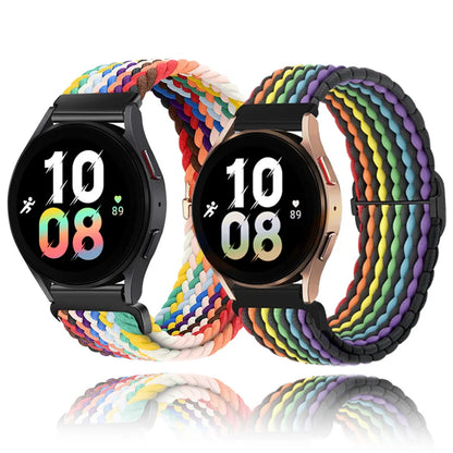 2 Packs Rainbow 20mm Braided Nylon Band Compatible With Samsung Galaxy Watch, Sport Loop Strap for Garmin, Pride Day