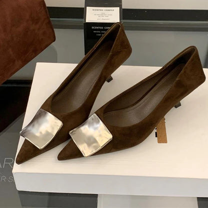 High Heels Women's Shoes Pointed Toe Fashion Sexy Shoes Suede Luxury Designer Pumps Autumn New Elegant Dress Zapatos Mujer