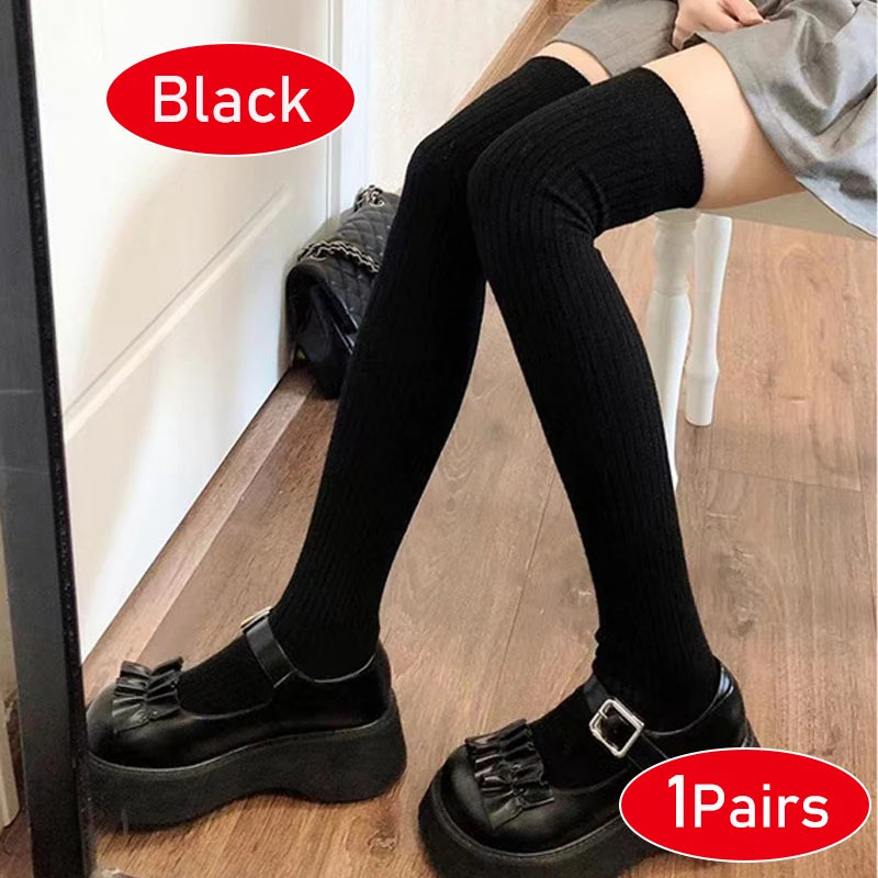 Long Socks Women Soft Wool Cashmere Socks Winter Solid Knitted Stocking Skinny Casual Knee High Fluffy Warm Thicken Girls Socks