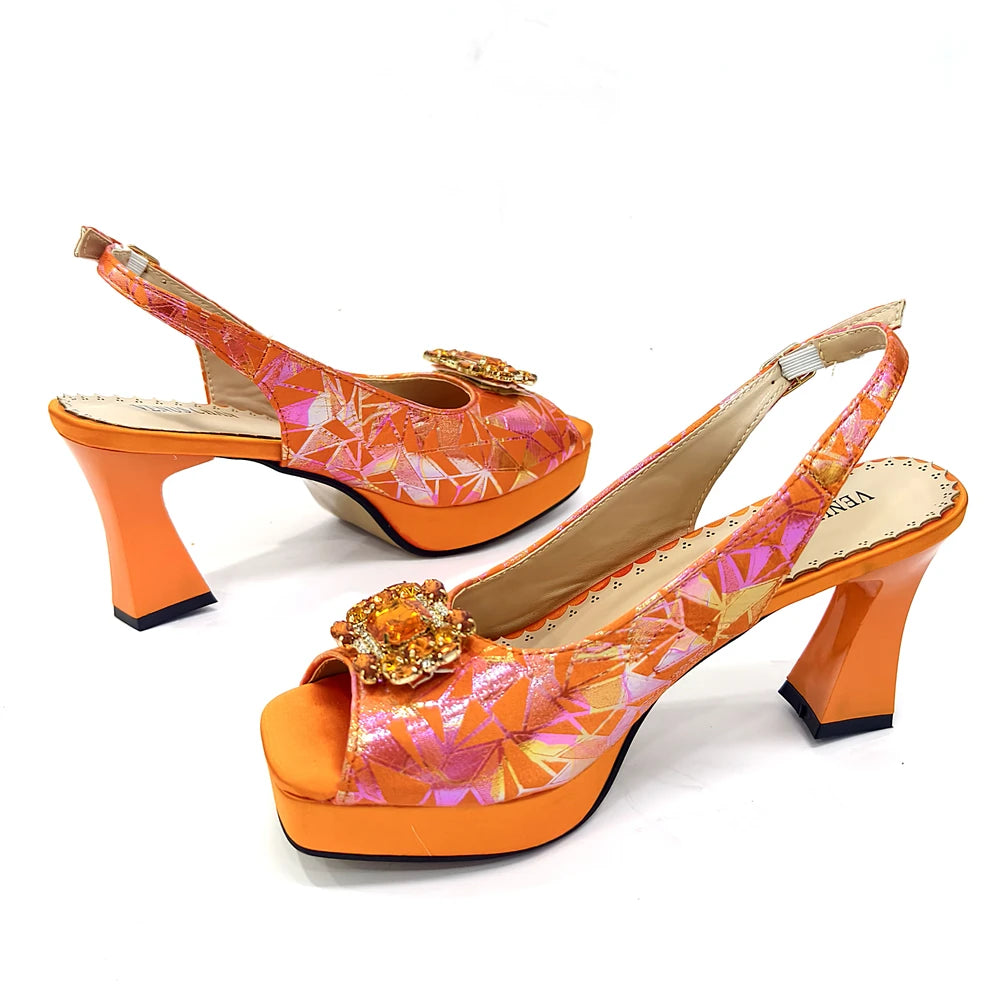 Venus Chan 2025 Elegant Peep-Toe Heels for Women - Perfect Italian Party Shoes & Bag Set with Sparkling Diamond Accents