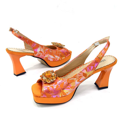 Venus Chan 2025 Elegant Peep-Toe Heels for Women - Perfect Italian Party Shoes & Bag Set with Sparkling Diamond Accents