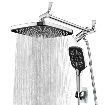 12 Inch Rain/Rainfall Shower Heads 3+1 Settings Top Spray Wall-Mount Shower Set with Extension Arm Handheld Top Spray Showerhead