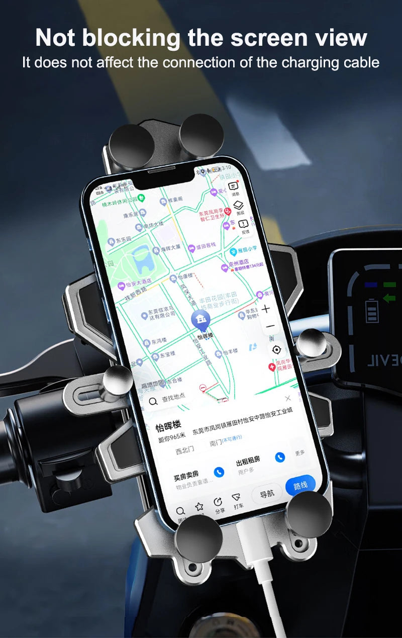 Alloy Shock-Absorbing Phone Holder for Motorcycle Bicycle Universal 360 Rotation Adjustment Mobile Phone Navigation Bracket