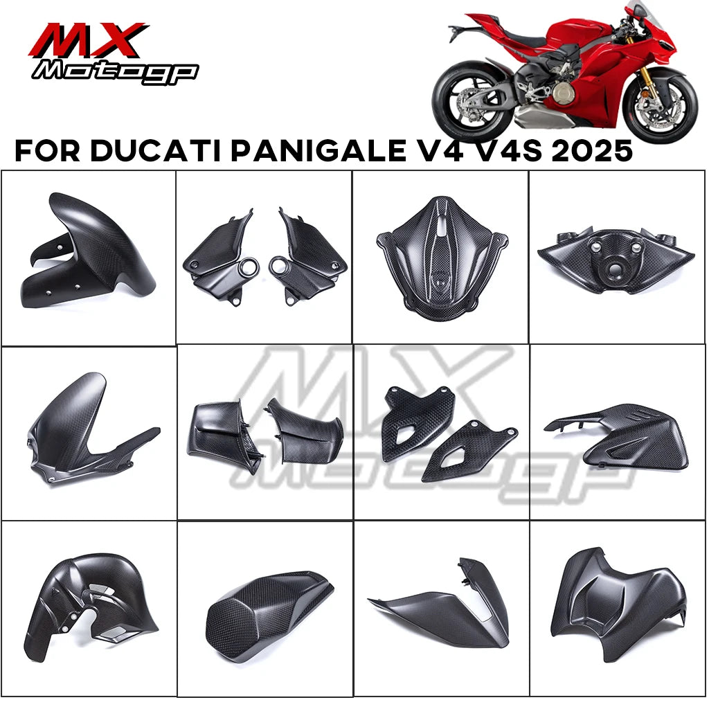 For DUCATI PANIGALE V4 V4S 2025 Carbon Fiber Motorcycle Fairing Kits Front Rear Mudguard Side Panel Tail Hump Exhaust Cover