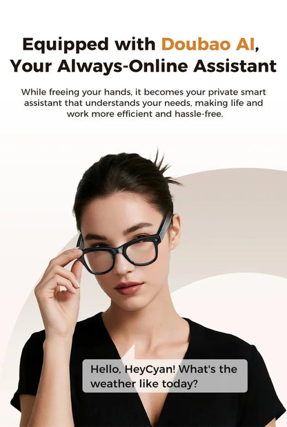M02 AI Smart Glasses 8MP Camera Video Recording 100+Languages Translation Sunglasses Bluetooth Call Music Play with Charging Box