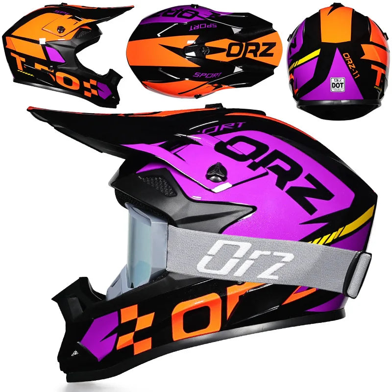 DOT Approved Off Road Helmet with Goggles Motocross Helmet Dirt Bike ATV Motorcycle Helmet Moped Dirtbike Racing Dirtbike Helmet