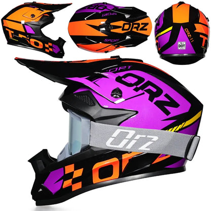 DOT Approved Off Road Helmet with Goggles Motocross Helmet Dirt Bike ATV Motorcycle Helmet Moped Dirtbike Racing Dirtbike Helmet