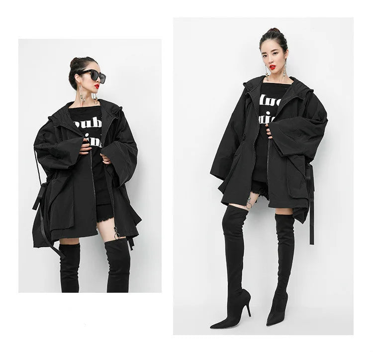Amax luluE 2025 Fashion Korean Fall Ladies Loose Streetwear Womens Long Hooded Trench Coat Oversized Windbreaker Casual Clothes