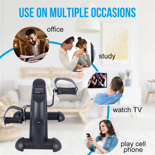 Stepper Exercise Bike LCD Screen Portable Multi-Function Foot Pedal Exerciser Peddler for Leg Arm and Knee Trainer Home Office