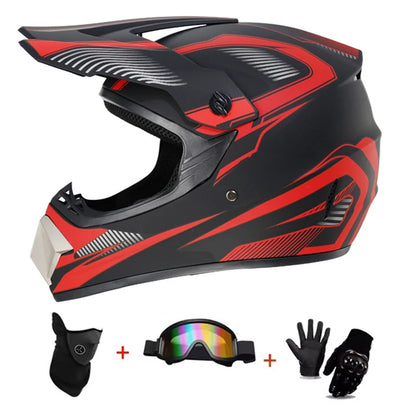 Kids Motocross Helmet Full-Face Kit - DOT & ECE Certified Motorcycle Helmet + Off-Road Goggles + Protective Gloves