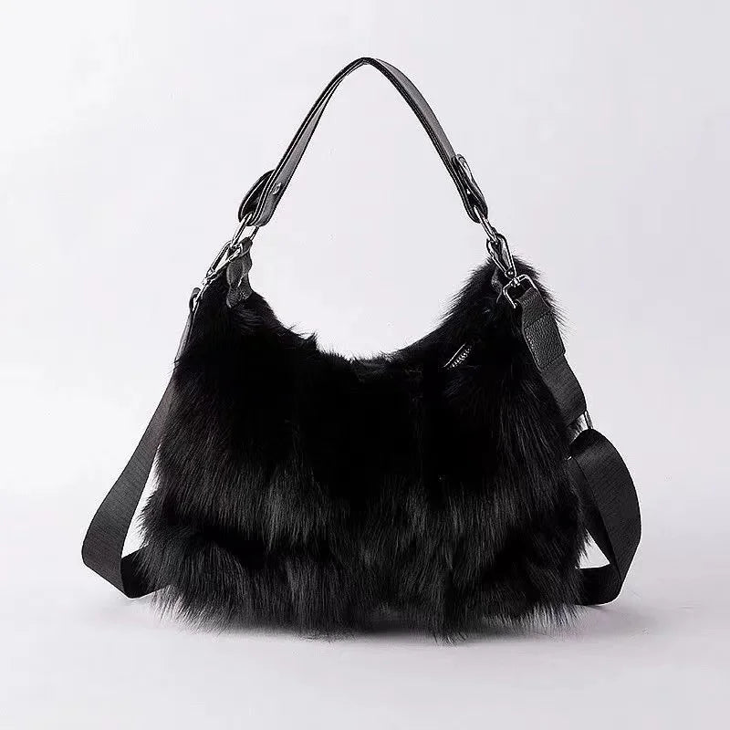 Winter Fox Fur Bag Women's Fur Bag Fashion Fur Handbag Ladies Bags Purses Women Shoulder Bag Real Silver Fox Fur Messenger Bags