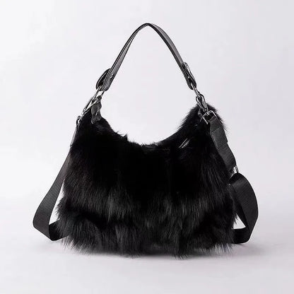 Winter Fox Fur Bag Women's Fur Bag Fashion Fur Handbag Ladies Bags Purses Women Shoulder Bag Real Silver Fox Fur Messenger Bags