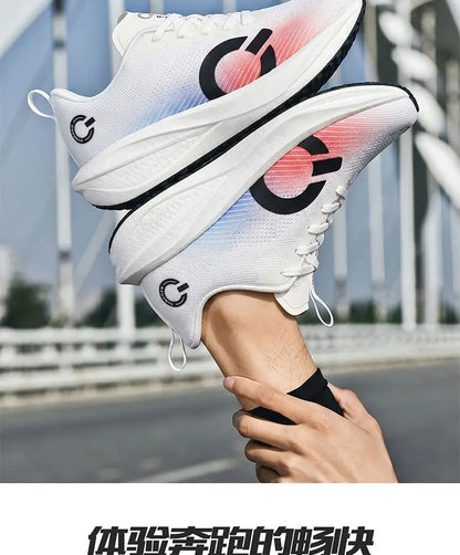 Men's Running Shoes Breathable Mesh Jogging Non-Slip Outdoor Couple Trainer Race Sneakers Luxury Shoes Off-road Shoes Cushioning
