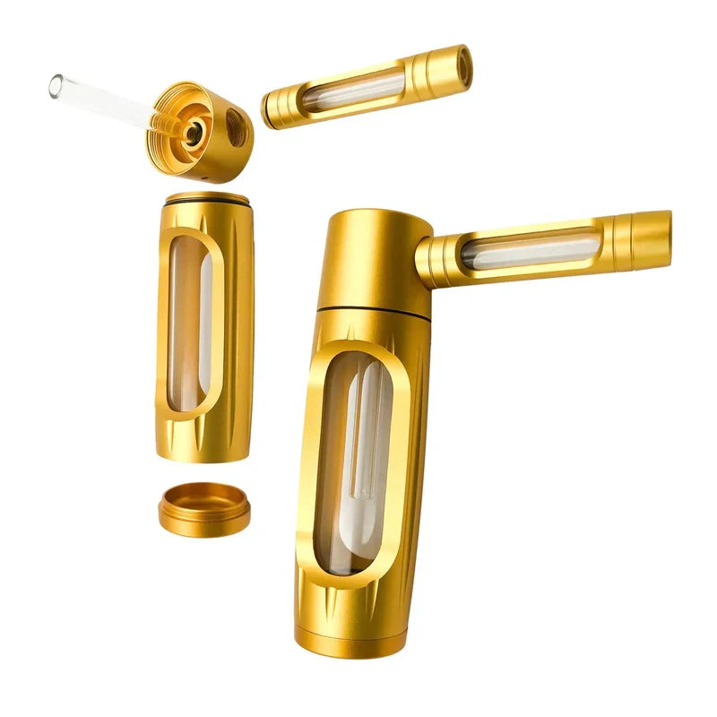 6″ Metal Aluminum Glass Bubbler Water Pipe Mini Smoking Bottle Portable Hookah Shisha Tube Filter (Ship within 24 hours)