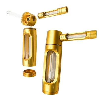 6″ Metal Aluminum Glass Bubbler Water Pipe Mini Smoking Bottle Portable Hookah Shisha Tube Filter (Ship within 24 hours)