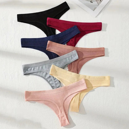 7Pcs Women's Cotton Thongs Sexy Panties Low Waist Underwear Girls Briefs G-String Breathable Ladies Panty Soft Female Lingerie