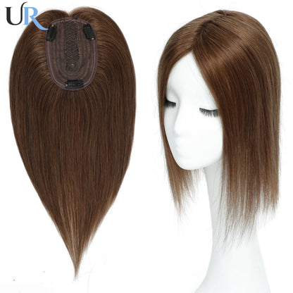 Lace Front Topper For Women Human Hair With Pre-Cut Bangs & Middle Part | 10x12cm 12inch Easy To Wear Wig