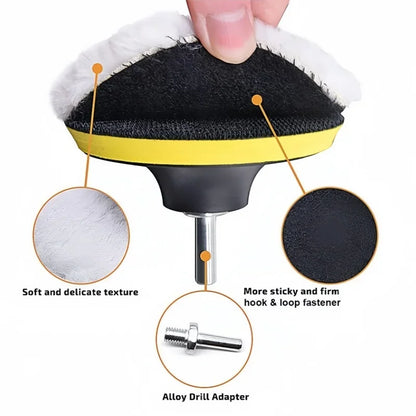 5Pcs 3/4/5/6/7 Inch Wool Car Polishing Pad Set For Polisher Machine Waxing Polishing Buffing Wheel Auto Paint Care Polisher Pads