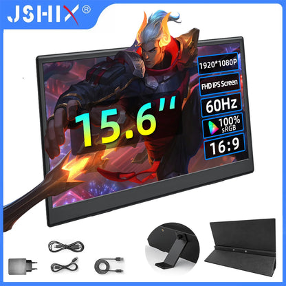 JSHIX 11.6 14 15.6 Inch Portable Monitor 1080P Full HD IPS Second Monitor for Gaming Laptop Phone Switch Xbox Sub Display Screen