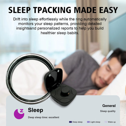 Smart Ring with Charging Case for Men Women, Health and Sleep Monitor, IP68 5ATM Waterproof, Multi-sport Mode