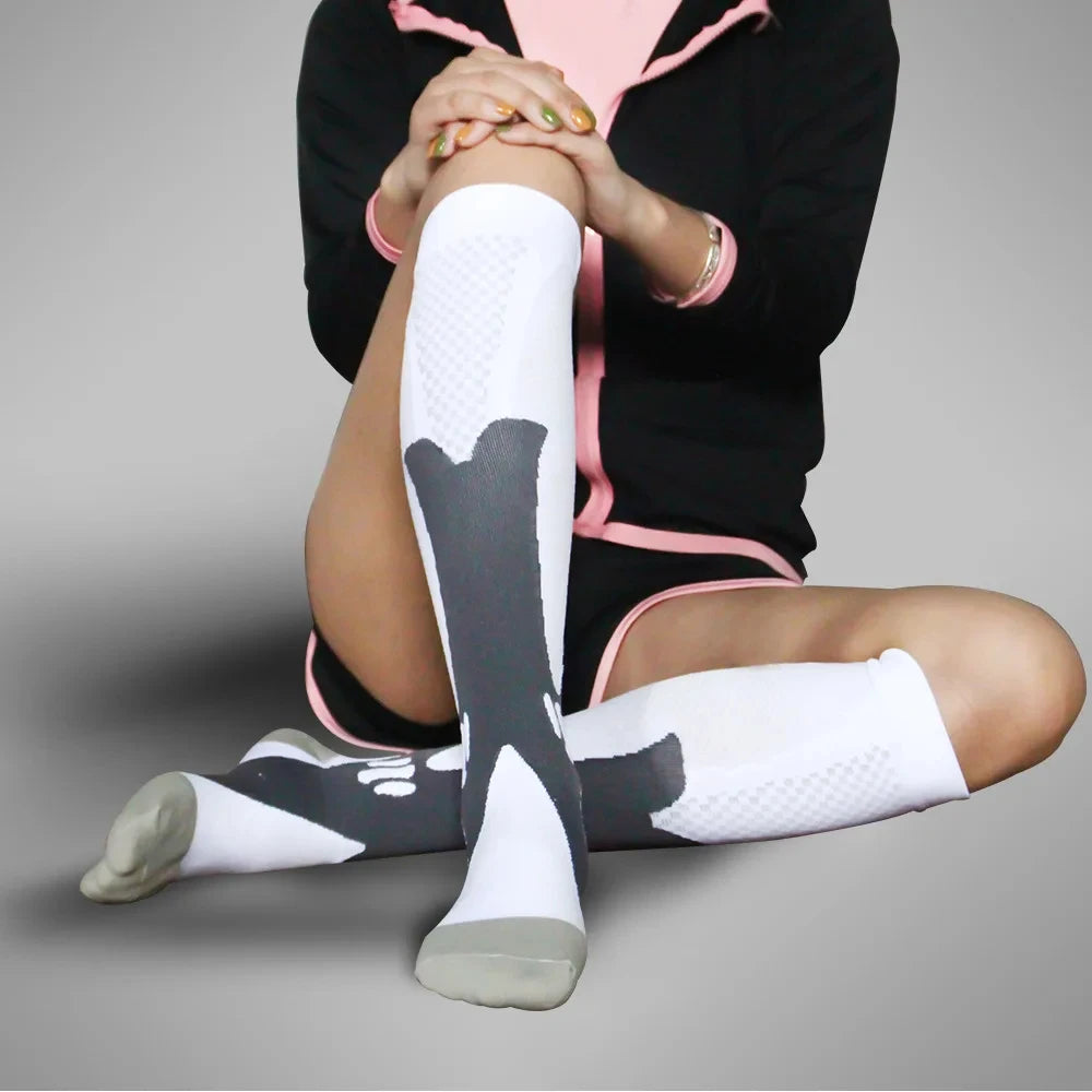 3/6/7 Pairs Compression Socks Women Medical Edema Running Socks Men Knee Length Cycling Socks  Football Basketball Outdoor trave