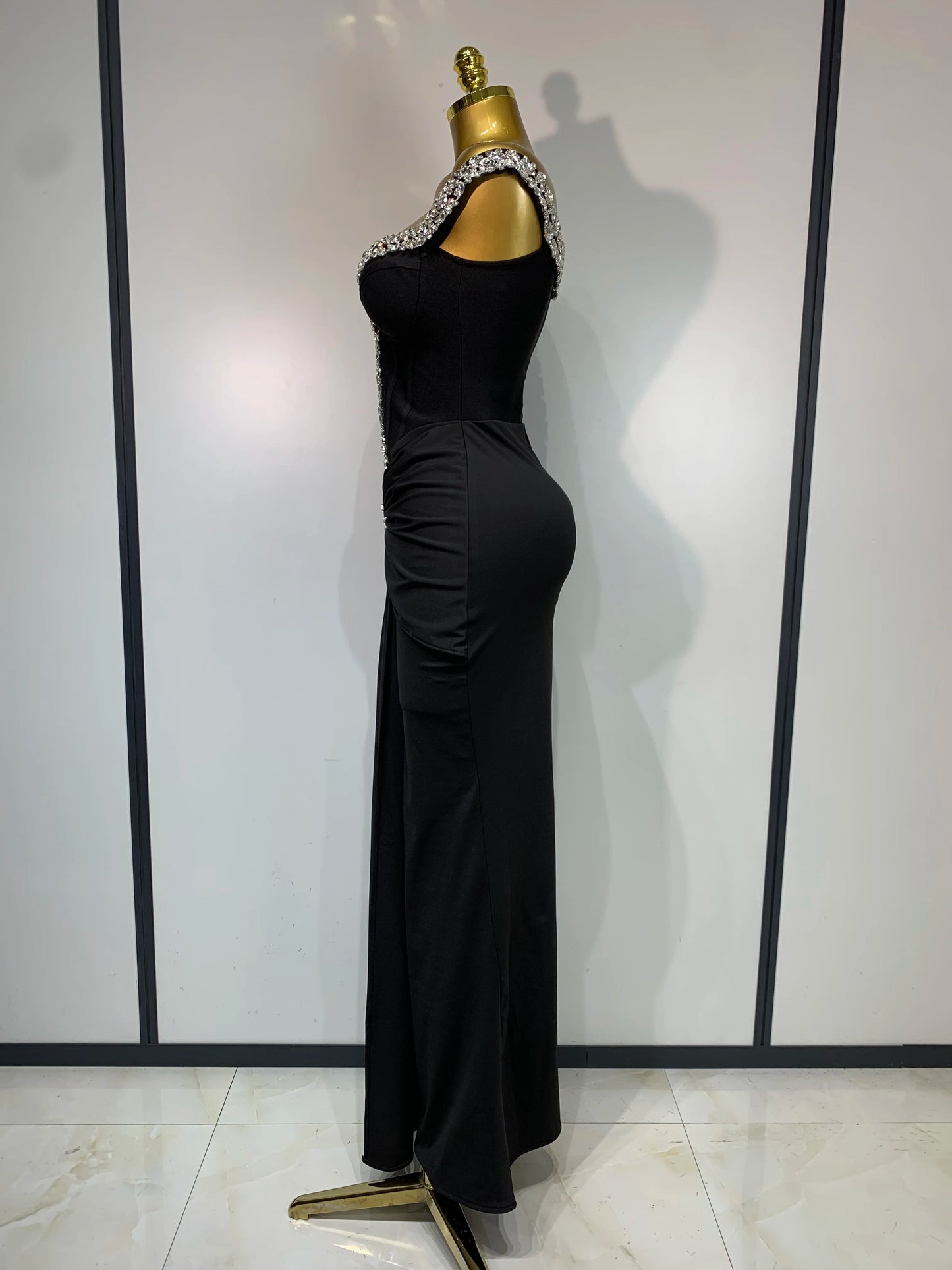 Women Sexy Off Shoulder Shinning Diamond Bodycon Long Bandage Dresses Elegant Evening Party Birthday Cocktail Wedding Gowns