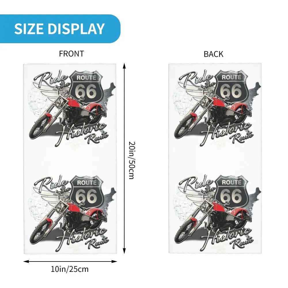 Custom Travel Motorcycle Ride Route 66 Bandana Winter Neck Warmer Windproof Wrap Face Scarf for Hiking Highways Gaiter Headband