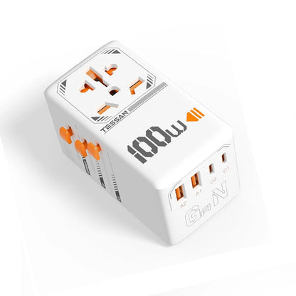 TESSAN International Plug Adaptor GaN Travel Adapter with Universal Outlet 1 USB A 3 Type C Fast Charger for EU/UK/USA/AUS