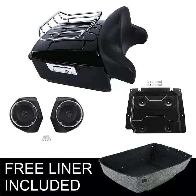 Motorcycle King Trunk Backrest Pad Speakers For Harley Touring Trunk Road King Street Glide 2014-2025