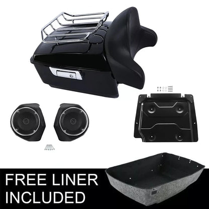 Motorcycle King Trunk Backrest Pad Speakers For Harley Touring Trunk Road King Street Glide 2014-2025