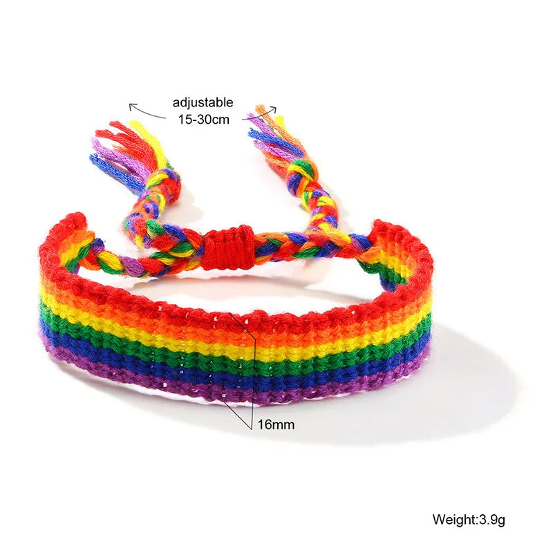 LGBT Bracelet Braided Friendship Bracelets Stylish Hand Woven Bracelet Rainbow Adjustable Size Pride Wristbands