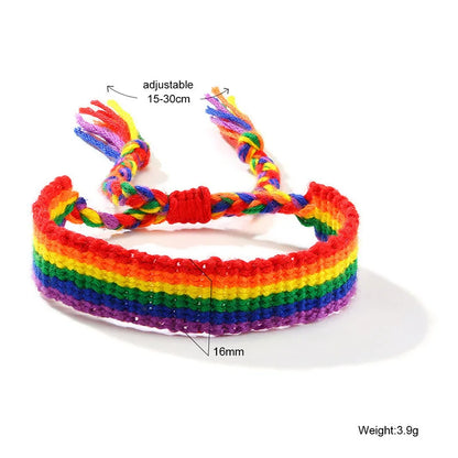 LGBT Bracelet Braided Friendship Bracelets Stylish Hand Woven Bracelet Rainbow Adjustable Size Pride Wristbands