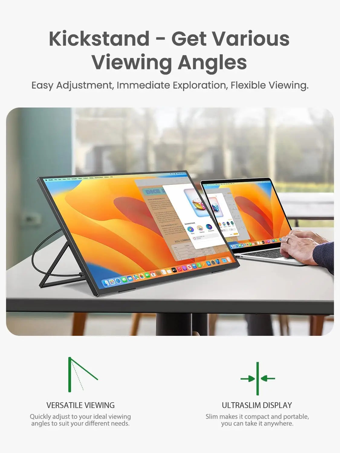 AHXJKA 24.5"Portable Gaming Monitor 2560x1440 HDR Large Display 178°Adjustable Stand Travel Second Screen For Laptop PS5 Switch