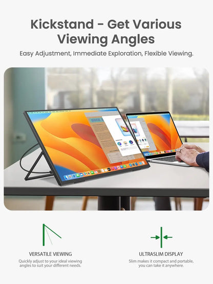 AHXJKA 24.5"Portable Gaming Monitor 2560x1440 HDR Large Display 178°Adjustable Stand Travel Second Screen For Laptop PS5 Switch