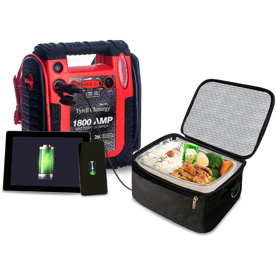 New Upgrade 1800A Car Battery Jump Starter with Air Compressor 20000mAh 12V Auto Lead-Acid Battery Booster for Emergency Vehicl