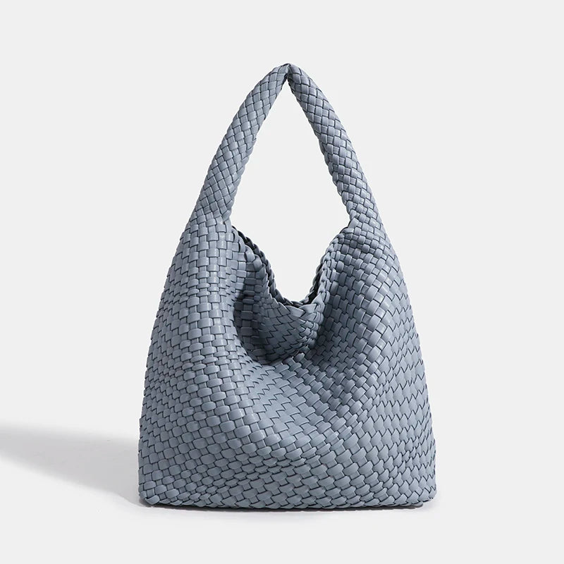 Women's Fashionable Woven PU Leather Tote Bag Shoulder Handbag Top-Handle Bag with Purse - Stylish Woven Bag Purses