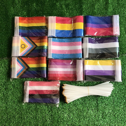 LGBTQIA Hand Flag 14X21cm 10/20/50pcs LGBTQIA Ace Community Nonsexuality Asexuality Asexual Pride Hand Flag