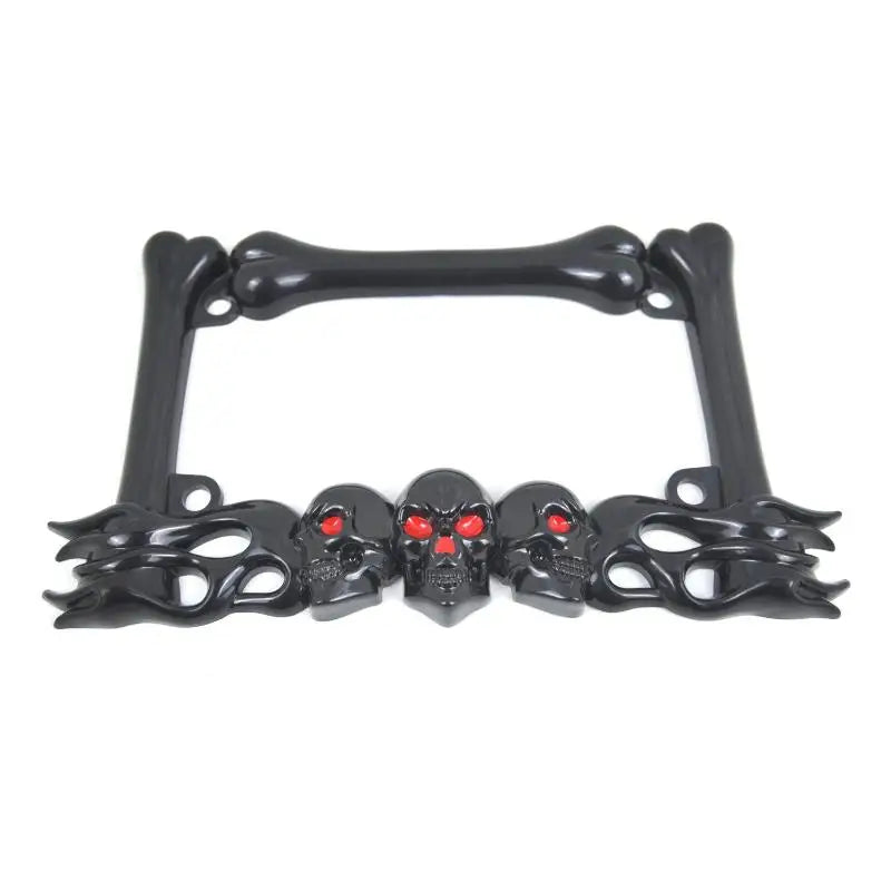 Skull Head Plastic Sport License Plate Frame For Motorcycle Scooters Skull Head Accessory Decoration